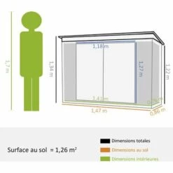 Outsunny Abri De Jardin - Remise Pour Outils - Cabanon Portes Verrouillables - Dim. 147L X 86l X 134H Cm - Tôle D'acier Gris Blanc - Gris 9 Outsunny Abri De Jardin - Remise Pour Outils - Cabanon Portes Verrouillables - Dim. 147L X 86l X 134H Cm - Tôle D'acier Gris Blanc - Gris -France Abri de jardin Soldes Boutique 53451103 3