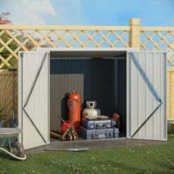 Outsunny Abri De Jardin - Remise Pour Outils - Cabanon Portes Verrouillables - Dim. 147L X 86l X 134H Cm - Tôle D'acier Gris Blanc - Gris 10 Outsunny Abri De Jardin - Remise Pour Outils - Cabanon Portes Verrouillables - Dim. 147L X 86l X 134H Cm - Tôle D'acier Gris Blanc - Gris -France Abri de jardin Soldes Boutique 53451103 4