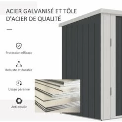 Outsunny Abri De Jardin - Remise Pour Outils - Cabanon Portes Verrouillables - Dim. 147L X 86l X 134H Cm - Tôle D'acier Gris Blanc - Gris 11 Outsunny Abri De Jardin - Remise Pour Outils - Cabanon Portes Verrouillables - Dim. 147L X 86l X 134H Cm - Tôle D'acier Gris Blanc - Gris -France Abri de jardin Soldes Boutique 53451103 5
