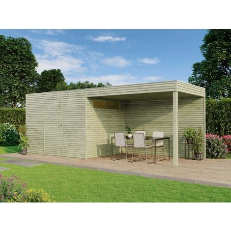 GartenTiger Cabane à Outils QB (toit En Option) Vert Imprégné Sous Pression, 28 Mm Épaisseur De Paroi 300 X 210 Cm - Vert 4 GartenTiger Cabane à Outils QB (toit En Option) Vert Imprégné Sous Pression, 28 Mm Épaisseur De Paroi 300 X 210 Cm - Vert – Image 2