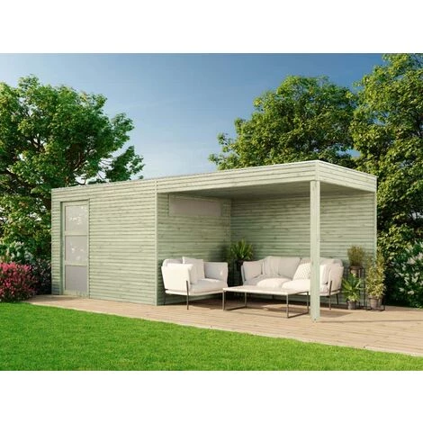 GartenTiger Cabane à Outils QBS (en Option Avec Toit) Vert Imprégné Sous Pression, 28 Mm Épaisseur De Paroi 300 X 210 Cm - Vert 4 GartenTiger Cabane à Outils QBS (en Option Avec Toit) Vert Imprégné Sous Pression, 28 Mm Épaisseur De Paroi 300 X 210 Cm - Vert – Image 2