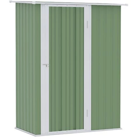 Outsunny Abri De Jardin - Remise Pour Outils - Cabanon Porte Verrouillable - Dim. 142L X 84l X 189H Cm - Tôle D'acier Vert Blanc - Vert 3 Outsunny Abri De Jardin - Remise Pour Outils - Cabanon Porte Verrouillable - Dim. 142L X 84l X 189H Cm - Tôle D'acier Vert Blanc - Vert