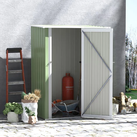Outsunny Abri De Jardin - Remise Pour Outils - Cabanon Porte Verrouillable - Dim. 142L X 84l X 189H Cm - Tôle D'acier Vert Blanc - Vert 4 Outsunny Abri De Jardin - Remise Pour Outils - Cabanon Porte Verrouillable - Dim. 142L X 84l X 189H Cm - Tôle D'acier Vert Blanc - Vert – Image 2