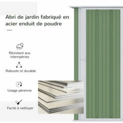 Outsunny Abri De Jardin - Remise Pour Outils - Cabanon Porte Verrouillable - Dim. 142L X 84l X 189H Cm - Tôle D'acier Vert Blanc - Vert 11 Outsunny Abri De Jardin - Remise Pour Outils - Cabanon Porte Verrouillable - Dim. 142L X 84l X 189H Cm - Tôle D'acier Vert Blanc - Vert -France Abri de jardin Soldes Boutique 53591955 5