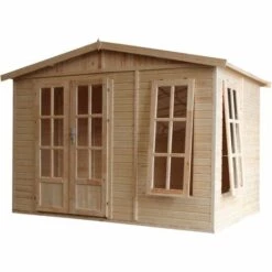 TIMBELA M334FB Cabane En Bois Avec Plancher, Maison De Jardin En Bois Pour Travailler L332xP222xH232cm/6m2, Abri En Bois De Jardin Multifonctionnel, Bureau De Jardin En Bois Verrouillable, Atelier, Studio -France Abri de jardin Soldes Boutique 53930868 3