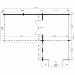 CARLSSON Abri De Jardin à Toit Plat Quinta ISO Naturel , 44 Mm Épaisseur Paroi 520 X 720 Cm - Sans Traitement De Couleur -France Abri de jardin Soldes Boutique 54020048 4