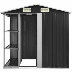 Hommoo Abri De Jardin Avec Etagere Anthracite 205x130x183 Cm Fer 10 Hommoo Abri De Jardin Avec Etagere Anthracite 205x130x183 Cm Fer -France Abri de jardin Soldes Boutique 54152197 4