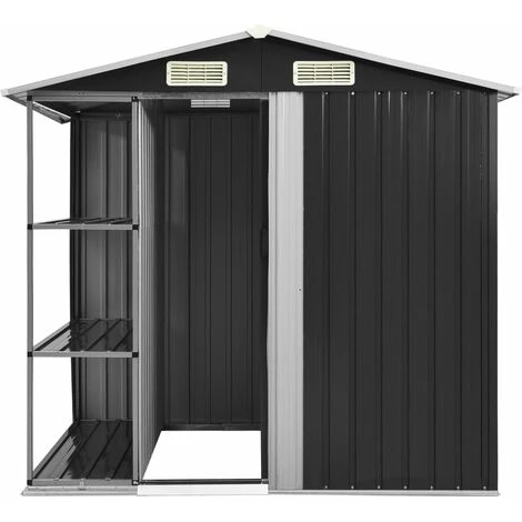 Hommoo Abri De Jardin Avec Etagere Anthracite 205x130x183 Cm Fer 6 Hommoo Abri De Jardin Avec Etagere Anthracite 205x130x183 Cm Fer – Image 4
