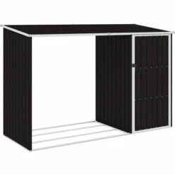 Hommoo Abri A Bois De Jardin Marron 245x98x159 Cm Acier Galvanise