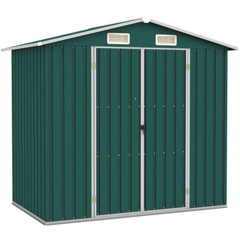 Hommoo Abri De Jardin Vert 205x129x183 Cm Acier Galvanise 3 Hommoo Abri De Jardin Vert 205x129x183 Cm Acier Galvanise