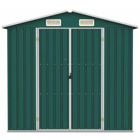 Hommoo Abri De Jardin Vert 205x129x183 Cm Acier Galvanise 6 Hommoo Abri De Jardin Vert 205x129x183 Cm Acier Galvanise – Image 4