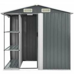 Hommoo Abri De Jardin Avec Etagere Gris 205x130x183 Cm Fer 10 Hommoo Abri De Jardin Avec Etagere Gris 205x130x183 Cm Fer -France Abri de jardin Soldes Boutique 54167793 4