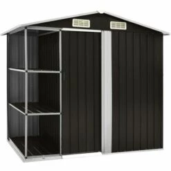 Hommoo Abri De Jardin Avec Etagere Marron 205x130x183 Cm Fer