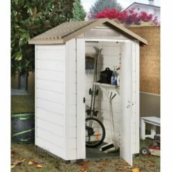 EZOOZA Abris En Résine Tuscany Evo 120 Blanc/Beige 144x137x214 Cm - Beige -France Abri de jardin Soldes Boutique 54316067 3