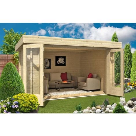 CARLSSON Abri De Jardin Java-44 A ISO Avec Grande Porte Accordéon Naturel , 44 Mm Épaisseur Paroi 410 X 350 Cm - Sans Traitement De Couleur 4 CARLSSON Abri De Jardin Java-44 A ISO Avec Grande Porte Accordéon Naturel , 44 Mm Épaisseur Paroi 410 X 350 Cm - Sans Traitement De Couleur – Image 2