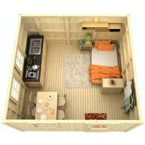 ALPHOLZ Abri De Jardin Lennart Naturel , 70 Mm Épaisseur Paroi 447 X 470 Cm - Sans Traitement De Couleur 5 ALPHOLZ Abri De Jardin Lennart Naturel , 70 Mm Épaisseur Paroi 447 X 470 Cm - Sans Traitement De Couleur – Image 3