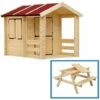 L'ENSEMBLE De Maison En Bois Pour Enfants Avec Table D'enfants En Bois- Maison De Jeux Pour L'extérieur 182x146xH145cm/1.1m2 - Maison Jardin Enfant Exterieur Bois - Maison D'été Extérieure Timbela M501 (+M010 Table D'enfants En Bois) - Beige -France Abri de jardin Soldes Boutique 54638928 1