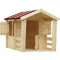 L'ENSEMBLE De Maison En Bois Pour Enfants Avec Table D'enfants En Bois- Maison De Jeux Pour L'extérieur 182x146xH145cm/1.1m2 - Maison Jardin Enfant Exterieur Bois - Maison D'été Extérieure Timbela M501 (+M010 Table D'enfants En Bois) - Beige -France Abri de jardin Soldes Boutique 54638928 2