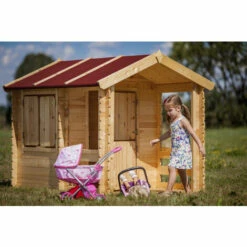 L'ENSEMBLE De Maison En Bois Pour Enfants Avec Table D'enfants En Bois- Maison De Jeux Pour L'extérieur 182x146xH145cm/1.1m2 - Maison Jardin Enfant Exterieur Bois - Maison D'été Extérieure Timbela M501 (+M010 Table D'enfants En Bois) - Beige -France Abri de jardin Soldes Boutique 54638928 3