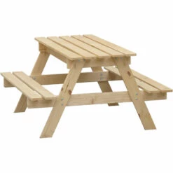 L'ENSEMBLE De Maison En Bois Pour Enfants Avec Table D'enfants En Bois- Maison De Jeux Pour L'extérieur 182x146xH145cm/1.1m2 - Maison Jardin Enfant Exterieur Bois - Maison D'été Extérieure Timbela M501 (+M010 Table D'enfants En Bois) - Beige -France Abri de jardin Soldes Boutique 54638928 4