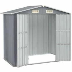 Topdeal Abri De Jardin Gris 205x129x183 Cm Acier Galvanisé FF46298_FR -France Abri de jardin Soldes Boutique 54643356 3