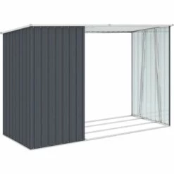 Topdeal Abri à Bois De Jardin Anthracite 245x98x159 Cm Acier Galvanisé FF46295_FR -France Abri de jardin Soldes Boutique 54643357 5