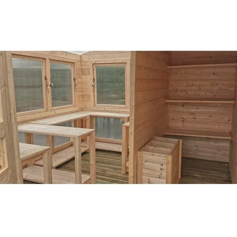 HABITAT ET JARDIN Abri Jardin Bois "Merano" - 8.92 M² - 2.99 X 2.99 X 2.64 M - 28 Mm 5 HABITAT ET JARDIN Abri Jardin Bois "Merano" - 8.92 M² - 2.99 X 2.99 X 2.64 M - 28 Mm – Image 3