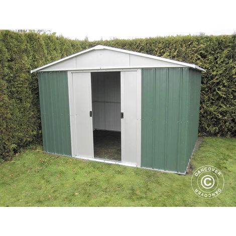 DANCOVER Abri De Jardin 3,03x2,37x2,02m, Vert/Argent - Vert / Argent 3 DANCOVER Abri De Jardin 3,03x2,37x2,02m, Vert/Argent - Vert / Argent