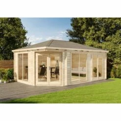 ALPHOLZ Abri De Jardin Julia-40 ISO Naturel , 40 Mm Épaisseur Paroi 608 X 420 Cm