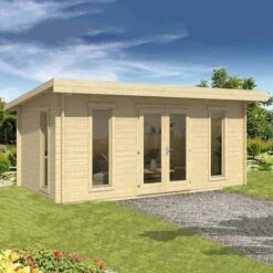 ALPHOLZ Abri De Jardin Landskrona Naturel , 34 Mm Épaisseur Paroi 582 X 362 Cm - Sans Traitement De Couleur