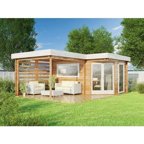 ALPHOLZ Poolhouse - Abri De Jardin Pentagonal Pepe Optima Naturel , 40 Mm Épaisseur Paroi 618 X 462 Cm - Sans Traitement De Couleur 3 ALPHOLZ Poolhouse - Abri De Jardin Pentagonal Pepe Optima Naturel , 40 Mm Épaisseur Paroi 618 X 462 Cm - Sans Traitement De Couleur