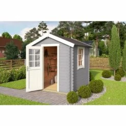 LASITAMAJA Cabane à Outils Wels Gris Peinture De Protection Contre Les Intempéries, 28 Mm Épaisseur Paroi 340 X 320 Cm - Gris 6 LASITAMAJA Cabane à Outils Wels Gris Peinture De Protection Contre Les Intempéries, 28 Mm Épaisseur Paroi 340 X 320 Cm - Gris -France Abri de jardin Soldes Boutique 55415787 2