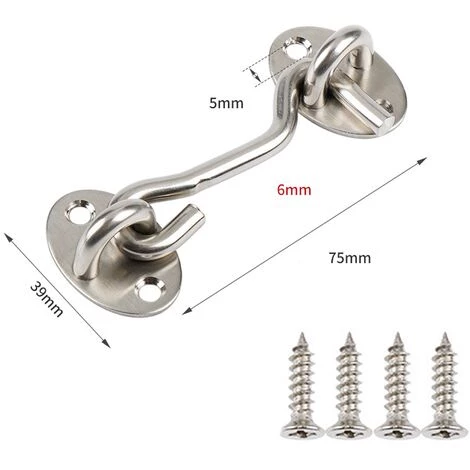 FONTAINEBLEAU Verrous Et Boulons Pour Serrures De Porte, Crochet De Cabine, Support De Fenêtre Pour Entretoise Silencieux, Acier Inoxydable, 75 Mm, Argent, 1Pcs 4 FONTAINEBLEAU Verrous Et Boulons Pour Serrures De Porte, Crochet De Cabine, Support De Fenêtre Pour Entretoise Silencieux, Acier Inoxydable, 75 Mm, Argent, 1Pcs â Image 2