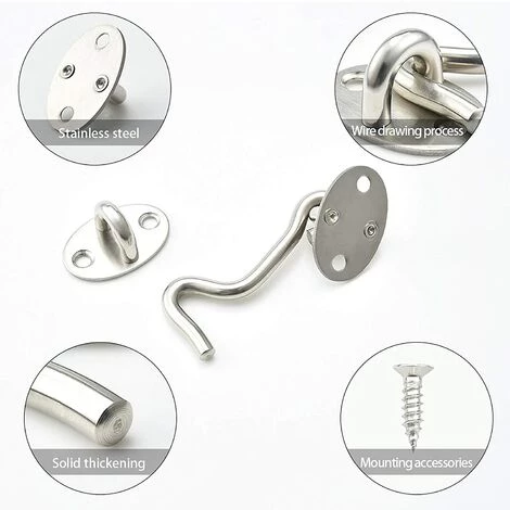 FONTAINEBLEAU Verrous Et Boulons Pour Serrures De Porte, Crochet De Cabine, Support De Fenêtre Pour Entretoise Silencieux, Acier Inoxydable, 75 Mm, Argent, 1Pcs 5 FONTAINEBLEAU Verrous Et Boulons Pour Serrures De Porte, Crochet De Cabine, Support De Fenêtre Pour Entretoise Silencieux, Acier Inoxydable, 75 Mm, Argent, 1Pcs â Image 3