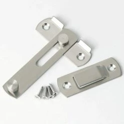 FONTAINEBLEAU Verrou De Porte Coulissante Serrure De Porte Loquet à Bascule Boulon De Verrouillage De Boucle Avec Vis Pour Porte, Fenêtre, Placard Et Jardin, Finition Brossée En Acier Inoxydable,1Pcs, Longueur 100MM -France Abri de jardin Soldes Boutique 55567550 5