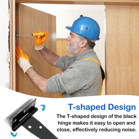 FONTAINEBLEAU Lot De 6 Charnières En T Pour Abri De Jardin,,Acier Forgé,Ne Rouille Pas, Noir, 15cm Robustes 5 FONTAINEBLEAU Lot De 6 Charnières En T Pour Abri De Jardin,,Acier Forgé,Ne Rouille Pas, Noir, 15cm Robustes – Image 3