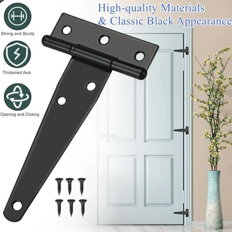 FONTAINEBLEAU Lot De 6 Charnières En T Pour Abri De Jardin,,Acier Forgé,Ne Rouille Pas, Noir, 15cm Robustes 6 FONTAINEBLEAU Lot De 6 Charnières En T Pour Abri De Jardin,,Acier Forgé,Ne Rouille Pas, Noir, 15cm Robustes – Image 4