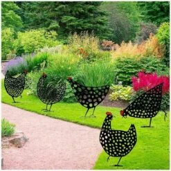 FONTAINEBLEAU Lot De 5 Poules Réalistes - Décoration De Jardin - Décoration En Forme De Poulet - Silhouette De Cour Pour Pelouse, Chemin, Trottoir, Jardin -France Abri de jardin Soldes Boutique 55567558 4