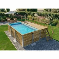 POOLCREW Piscine En Bois Massif "Ligne Exclusive" S Naturel Imprégné Sous Pression 309 X 416 Cm - Sans Traitement De Couleur