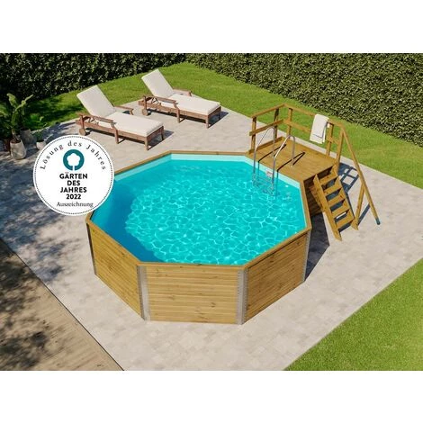 Piscine En Bois Massif Exclusive POOLCREW Turquoise Incl. Système De Filtre à Sable Naturel Imprégné Sous Pression 376 X 476 Cm - Sans Traitement De Couleur 3 Piscine En Bois Massif Exclusive POOLCREW Turquoise Incl. Système De Filtre à Sable Naturel Imprégné Sous Pression 376 X 476 Cm - Sans Traitement De Couleur