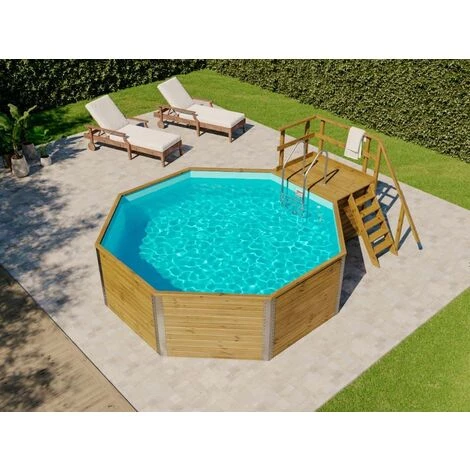 Piscine En Bois Massif Exclusive POOLCREW Turquoise Incl. Système De Filtre à Sable Naturel Imprégné Sous Pression 376 X 476 Cm - Sans Traitement De Couleur 4 Piscine En Bois Massif Exclusive POOLCREW Turquoise Incl. Système De Filtre à Sable Naturel Imprégné Sous Pression 376 X 476 Cm - Sans Traitement De Couleur – Image 2