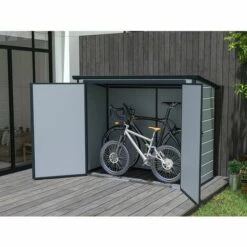 VENTE-UNIQUE.COM Abri Multifonction En Résine Gris DENEB - L.199 X P.90 X H.149 Cm - Gris Anthracite, Gris -France Abri de jardin Soldes Boutique 55882192 3