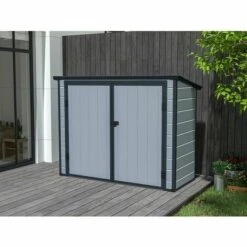 VENTE-UNIQUE.COM Abri Multifonction En Résine Gris DENEB - L.199 X P.90 X H.149 Cm - Gris Anthracite, Gris -France Abri de jardin Soldes Boutique 55882192 5