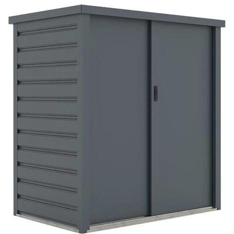 VENTE-UNIQUE.COM Armoire De Rangement De Jardin En Métal Acier Galvanisé Gris 1,31 M3 125x80x131 Cm REIVAX - Gris Anthracite 6 VENTE-UNIQUE.COM Armoire De Rangement De Jardin En Métal Acier Galvanisé Gris 1,31 M3 125x80x131 Cm REIVAX - Gris Anthracite – Image 4