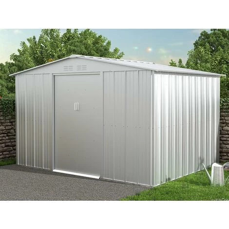 VENTE-UNIQUE.COM Abri De Jardin Métal En Acier Galvanisé Gris 7,82 M² LINUS - Gris Clair 3 VENTE-UNIQUE.COM Abri De Jardin Métal En Acier Galvanisé Gris 7,82 M² LINUS - Gris Clair