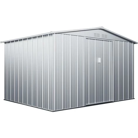 VENTE-UNIQUE.COM Abri De Jardin Métal En Acier Galvanisé Gris 7,82 M² LINUS - Gris Clair 4 VENTE-UNIQUE.COM Abri De Jardin Métal En Acier Galvanisé Gris 7,82 M² LINUS - Gris Clair – Image 2