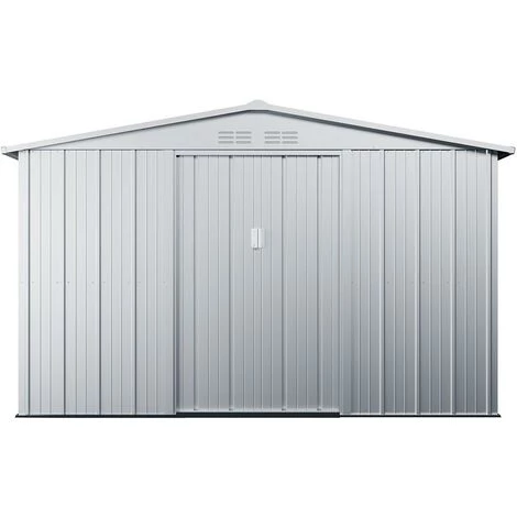 VENTE-UNIQUE.COM Abri De Jardin Métal En Acier Galvanisé Gris 7,82 M² LINUS - Gris Clair 5 VENTE-UNIQUE.COM Abri De Jardin Métal En Acier Galvanisé Gris 7,82 M² LINUS - Gris Clair – Image 3