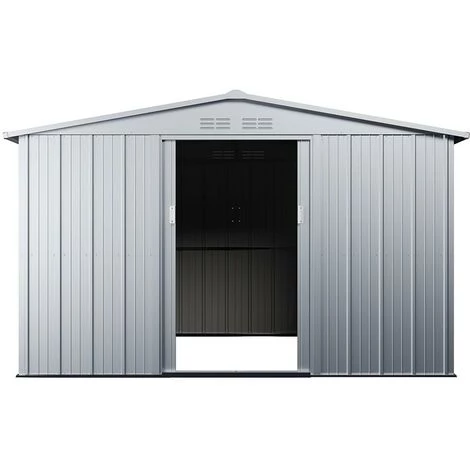 VENTE-UNIQUE.COM Abri De Jardin Métal En Acier Galvanisé Gris 7,82 M² LINUS - Gris Clair 6 VENTE-UNIQUE.COM Abri De Jardin Métal En Acier Galvanisé Gris 7,82 M² LINUS - Gris Clair – Image 4
