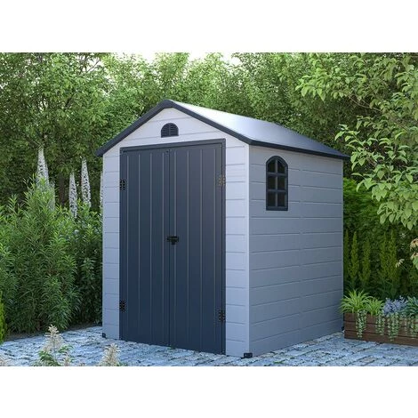 VENTE-UNIQUE.COM Abri De Jardin En Résine Gris 3,65 M² CESIO - Gris Anthracite, Gris 3 VENTE-UNIQUE.COM Abri De Jardin En Résine Gris 3,65 M² CESIO - Gris Anthracite, Gris – Image 2