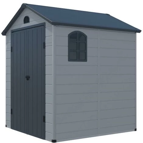 VENTE-UNIQUE.COM Abri De Jardin En Résine Gris 3,65 M² CESIO - Gris Anthracite, Gris 4 VENTE-UNIQUE.COM Abri De Jardin En Résine Gris 3,65 M² CESIO - Gris Anthracite, Gris – Image 3